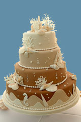 Cake with beach-theme icing