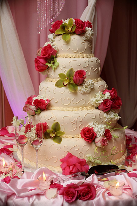 Decorated wedding cake table
