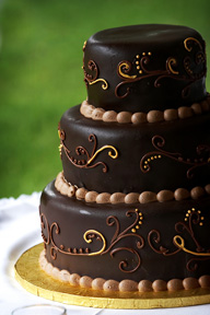 chocolate-iced wedding cake