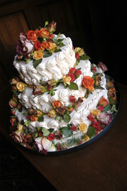 stacked cake with flowers
